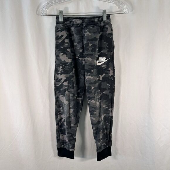 Nike Joggers Boys 6-7 Grey Camo Pull On Drawstring Pockets Elastic Wai - Picture 1 of 11
